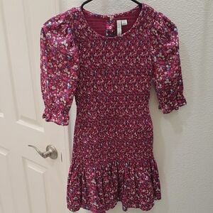 Janie and Jack Floral Fit and Flare Dress with Puff Sleeves SIZE 10